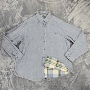 Eddie Bauer Classic Fit Button Down Shirt Men's XL Blue Stripe Cotton Layered